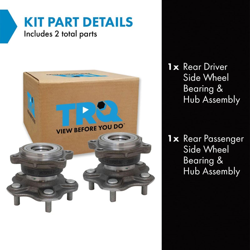 TRQ Rear Driver and Passenger Side Wheel Bearing and Hub Assembly Set 2 Piece Compatible with 2003-2006 Infiniti G35 2007 G35 Coupe 2003-2009 Nissan 350Z - Image 2